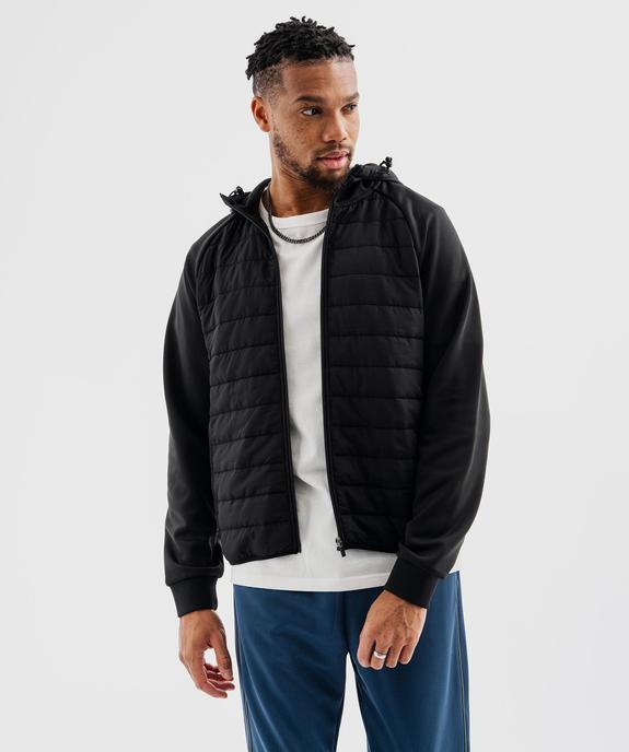 Sweat de sport à capuche zippé devant matelassé homme vue1 - GEMO (HOMME) - GEMO