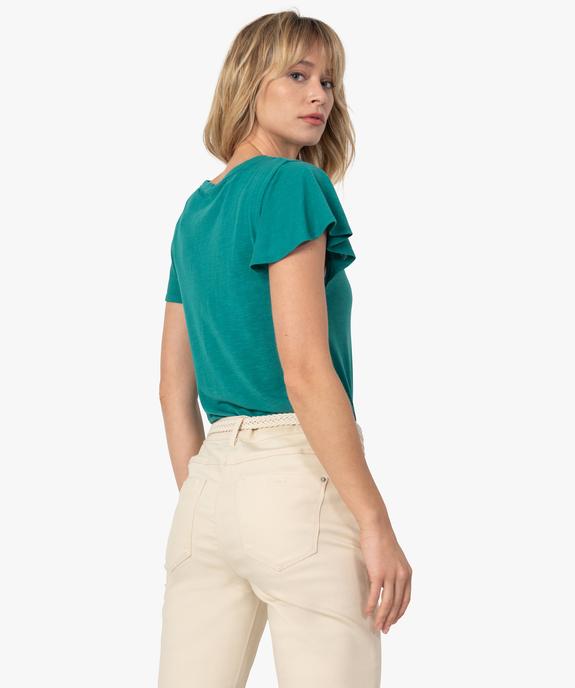 Tee-shirt femme manches courtes effet volant vue3 - GEMO(FEMME PAP) - GEMO