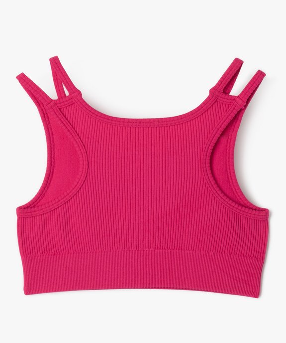 Débardeur de sport court en maille côtelée fille vue3 - GEMO (ENFANT) - GEMO