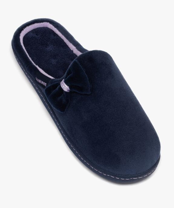 Chaussons femme pantoufles en velours uni avec noeud - Isotoner vue5 - ISOTONER - GEMO