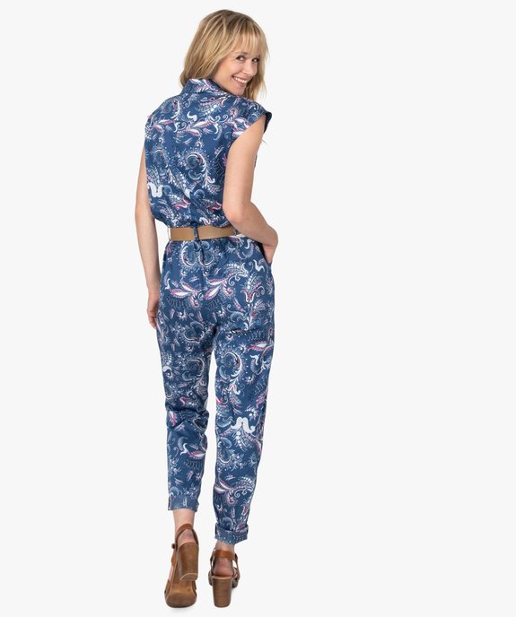 Combinaison pantalon femme imprimée avec ceinture vue3 - GEMO(FEMME PAP) - GEMO
