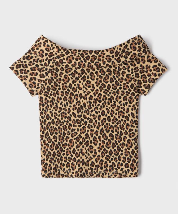 Tee-shirt manches courtes avec col Bardot fille vue2 - GEMO 4G FILLE - GEMO