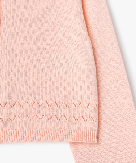 Gilet fille court en maille fine ajourée vue3 - GEMO (ENFANT) - GEMO