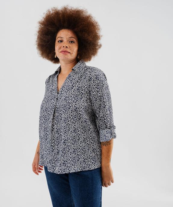 Chemise manches longues imprimée en maille gaufrée femme grande taille vue5 - GEMO (G TAILLE) - GEMO