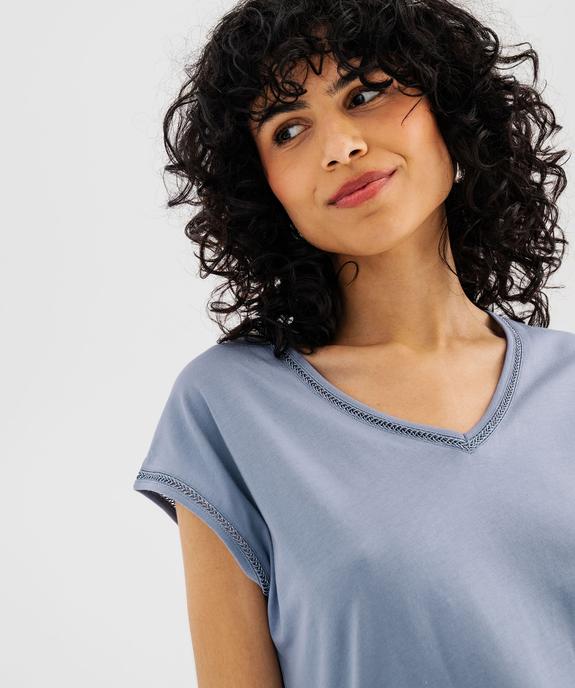 Tee-shirt à manches courtes avec finitions scintillantes femme vue2 - GEMO 4G FEMME - GEMO