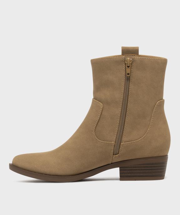 Boots santiags unies à zip femme - Follow Me vue3 - FOLLOW ME - GEMO