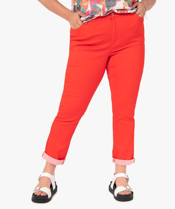 Pantalon femme grande taille en coton stretch coupe Regular vue1 - GEMO (G TAILLE) - GEMO