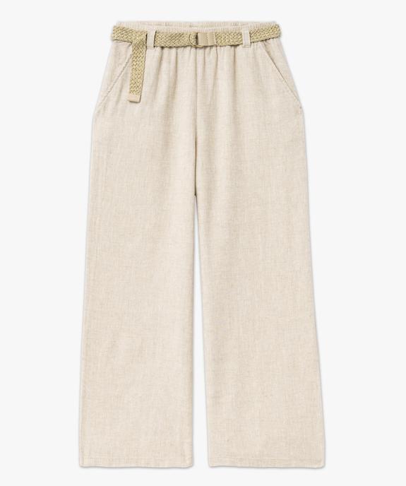 Pantacourt en lin avec ceinture tressée femme vue4 - GEMO 4G FEMME - GEMO