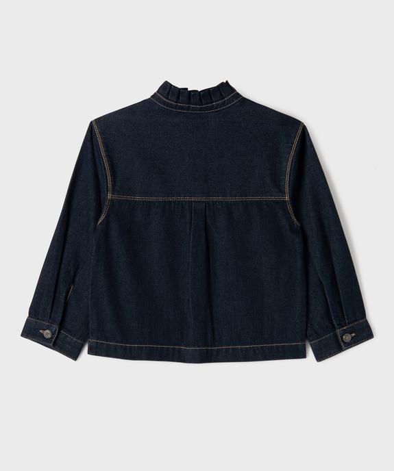 Veste en jean coupe droite avec col froncé fille - LuluCastagnette vue3 - LULU CASTAGNETTE G4G D - GEMO