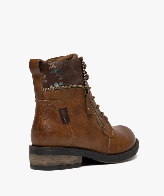 Boots femme à lacets avec col fantaisie et zip  vue5 - EMILIA ROSA - GEMO