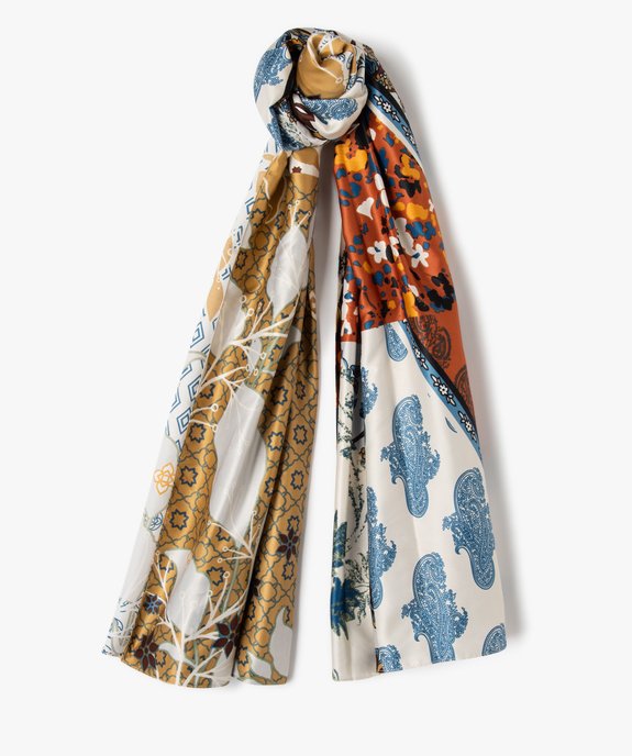 Foulard en satin à motifs géométriques et fleuris femme vue1 - GEMO (ACCESS) - GEMO