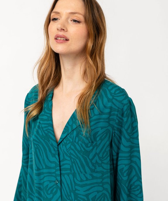 Chemise de nuit femme imprimée forme liquette à manches 3/4 vue2 - GEMO 4G FEMME - GEMO