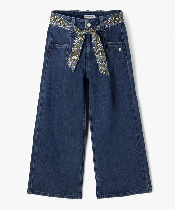 Jean wide leg à taille haute réglable et ceinture fleurie fille - LuluCastagnette vue2 - LULUCASTAGNETTE - GEMO