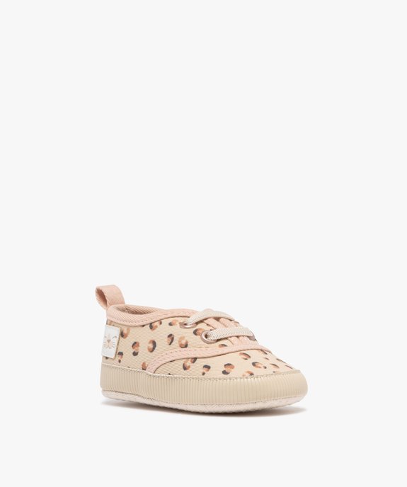 Chaussons de naissance bébé fille baskets imprimées léopard  vue2 - LITTLE LOVE - GEMO