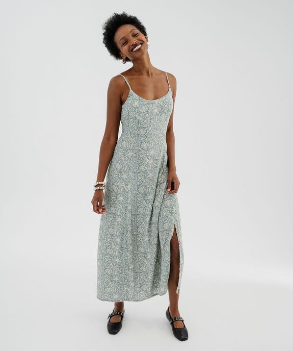 Robe longue fluide et fleurie à fines bretelles femme vue1 - GEMO(FEMME PAP) - GEMO