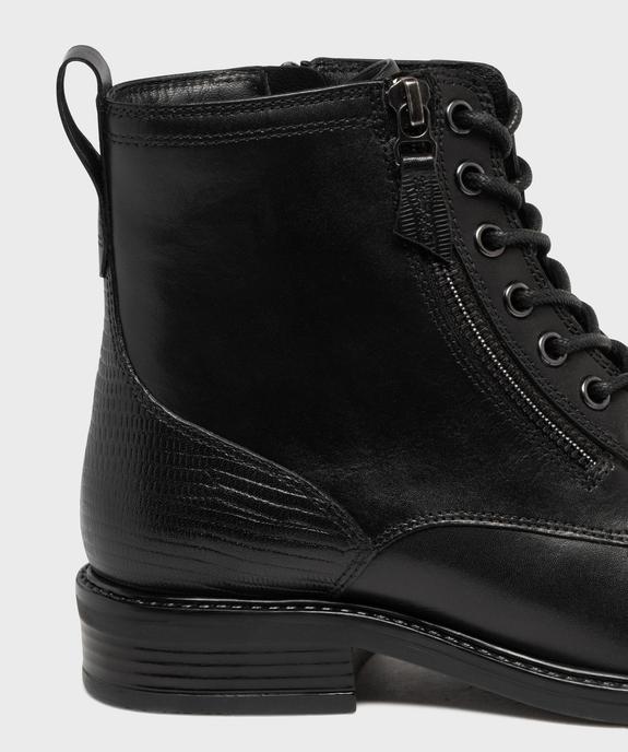 Boots en cuir à talon plat, lacets et zips femme - Tanéo vue6 - TANEO - GEMO