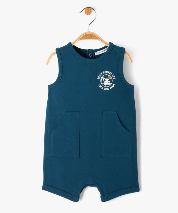 Combishort bébé garçon en maille piquée - LuluCastagnette vue1 - LULUCASTAGNETTE - GEMO