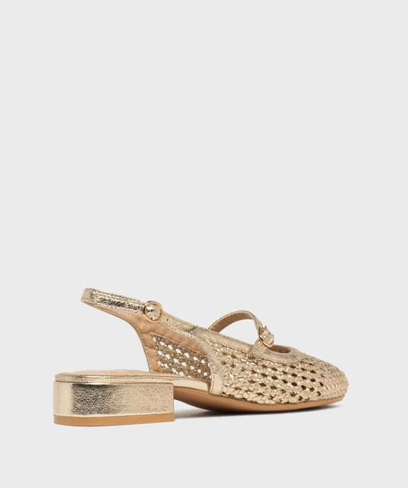 Escarpins slingback à talon plat et tige ajourée femme vue4 - FOLLOW ME - GEMO