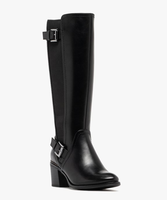 Bottes femme unies à talon carré avec liseré métallisé vue3 - VALENTINA BALDA - GEMO