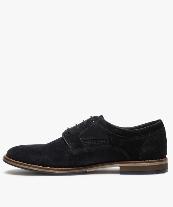 Derbies homme unis à lacets dessus en cuir retourné vue3 - GEMO(URBAIN) - GEMO