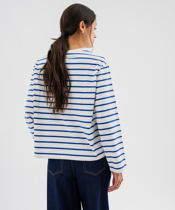 Tee-shirt manches longues rayé à col rond femme - LuluCastagnette vue3 - LULUCASTAGNETTE - GEMO