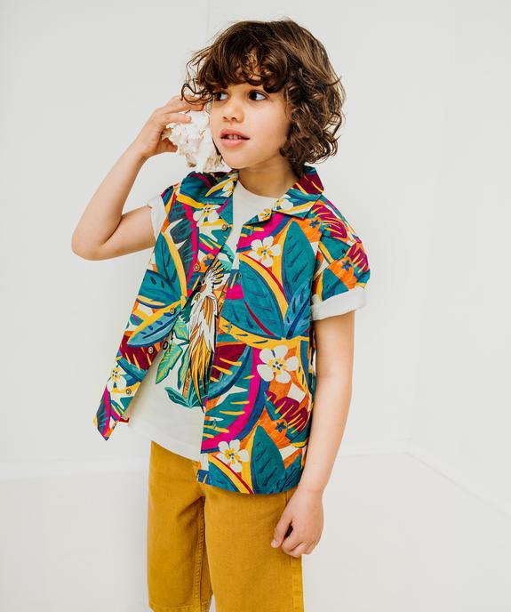 Chemise à manches courtes en coton texturé et imprimé garçon vue6 - GEMO (ENFANT) - GEMO