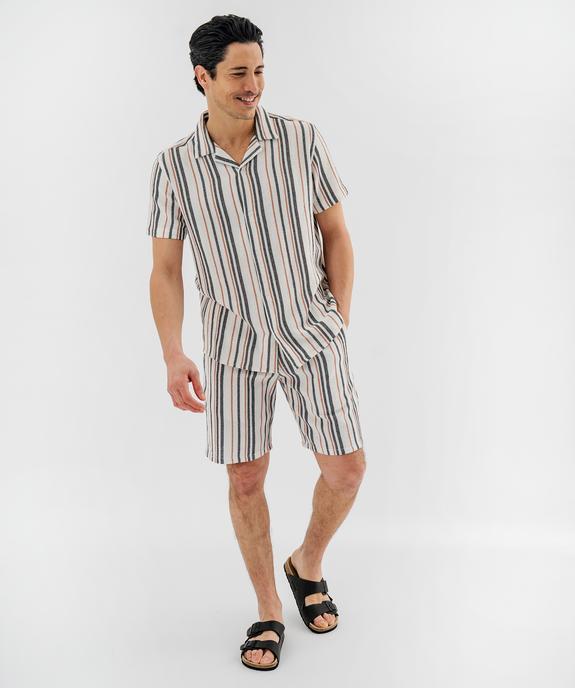 Bermuda rayé en textile de coton tissé homme vue5 - GEMO 4G HOMME - GEMO
