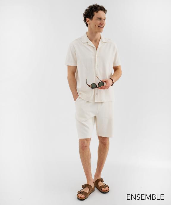 Ensemble chemise manches courtes et bermuda blanc pour homme - GEMO