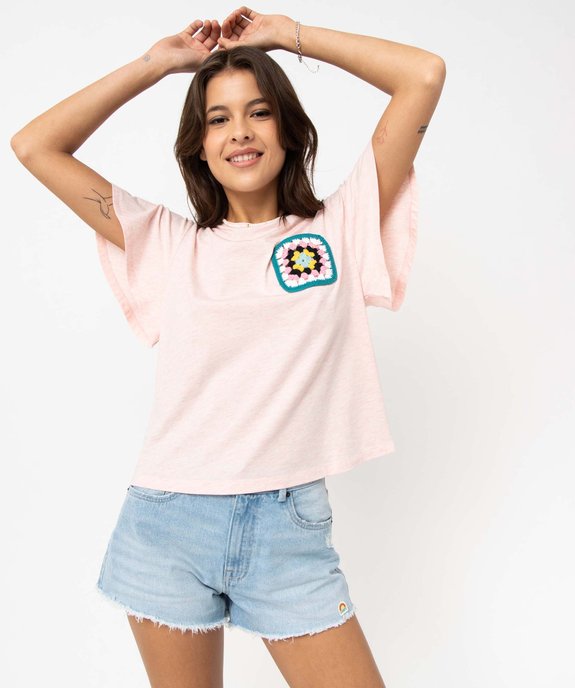 Tee-shirt à manches courtes papillon et poche en crochet femme - Camps United vue1 - CAMPS UNITED - GEMO