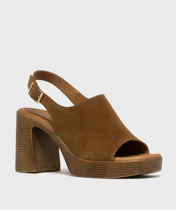 Sandales à talon épais et semelle plateforme en cuir femme - Tanéo vue6 - TANEO - GEMO