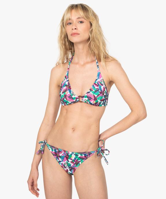 Bas de maillot de bain femme forme slip avec liens vue3 - GEMO (PLAGE) - GEMO