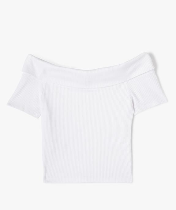 Tee-shirt manches courtes coupe courte et col Bardot fille vue4 - GEMO (JUNIOR) - GEMO