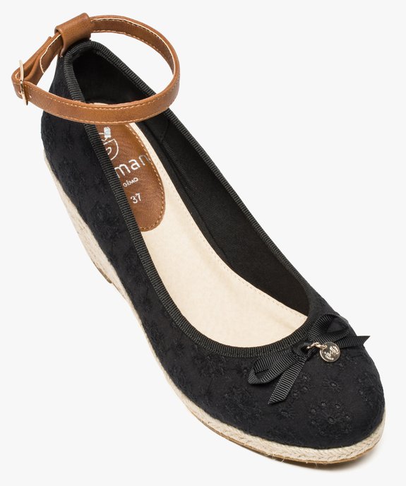 Ballerines femme en broderie anglaise à talon compensé en corde vue5 - GEMO(URBAIN) - GEMO