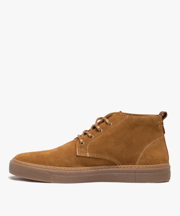 Derbies homme montants dessus cuir uni – Tanéo vue3 - TANEO - GEMO