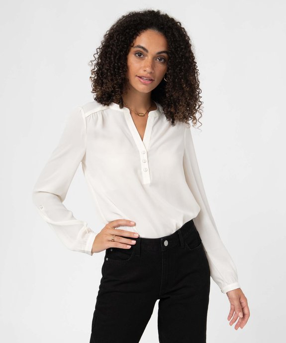 Blouse femme avec manches longues retroussables  vue1 - GEMO(FEMME PAP) - GEMO