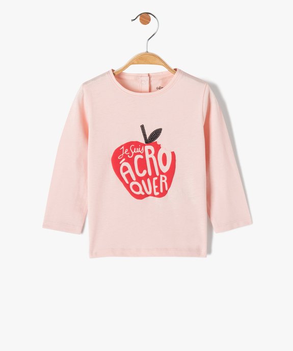 Tee-shirt bébé fille à manches longues avec motif et message vue1 - GEMO(BEBE DEBT) - GEMO