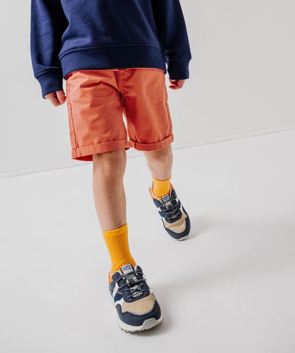 Bermuda garçon en coton twill uni à revers vue5 - GEMO 4G GARCON - GEMO