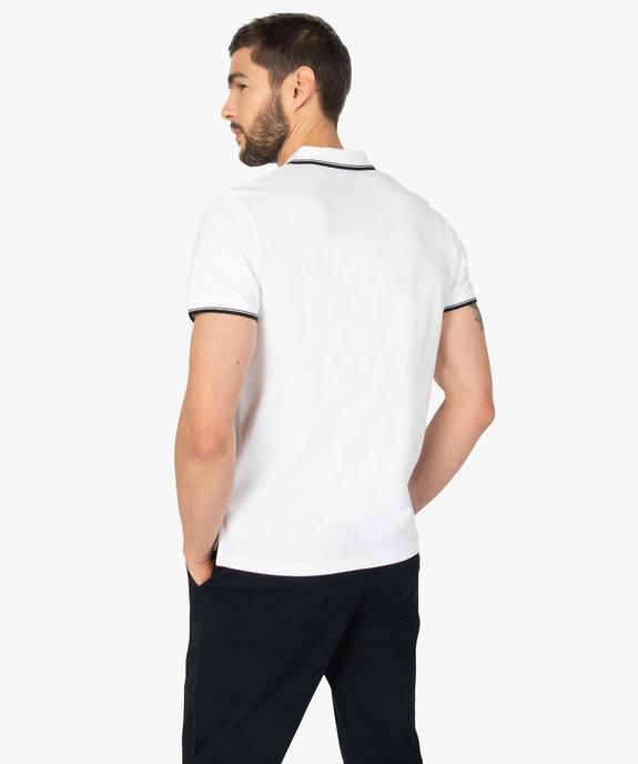 Polo homme à manches courtes à liseré contrastant vue3 - GEMO 4G HOMME - GEMO
