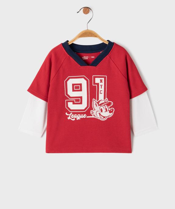Maillot de sport manches longues effet 2-en-1 bébé garçon vue1 - GEMO 4G BEBE - GEMO