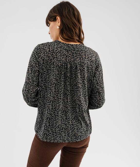 Tee-shirt manches longues imprimé col V fantaisie femme vue4 - GEMO 4G FEMME - GEMO