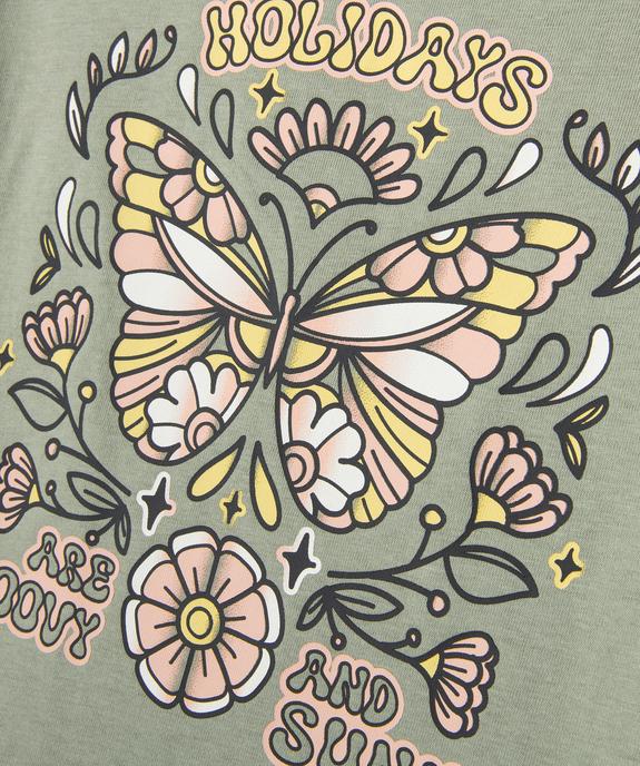 Tee-shirt manches courtes avec franges fille vue2 - GEMO 4G FILLE - GEMO