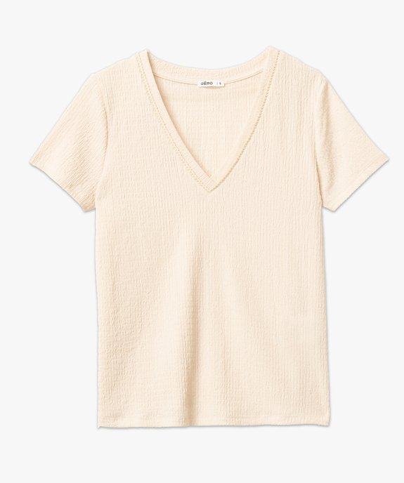 Tee-shirt à manches courtes et col V femme vue4 - GEMO(FEMME PAP) - GEMO