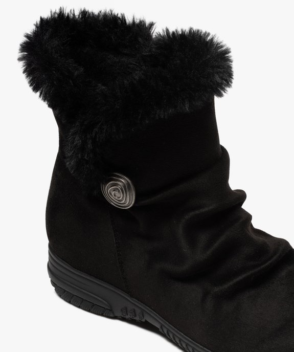 Boots fourrées femme zippées en suédine unie  vue6 - GEMO (CONFORT) - GEMO
