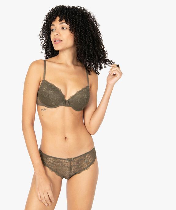 Soutien-gorge à bonnets coqués en dentelle vue3 - GEMO(HOMWR FEM) - GEMO