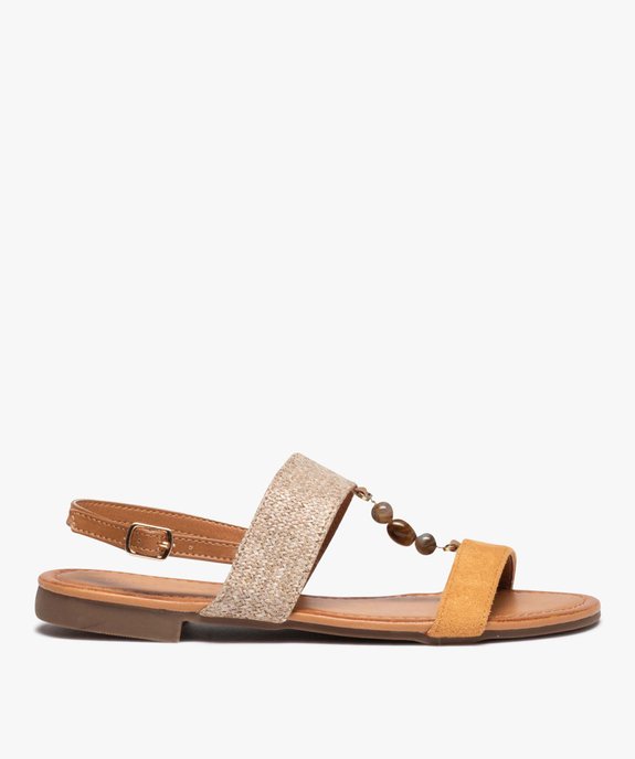 Sandales femme plates ornées de pierres avec brides en tissu vue1 - SANS MARQUE - GEMO