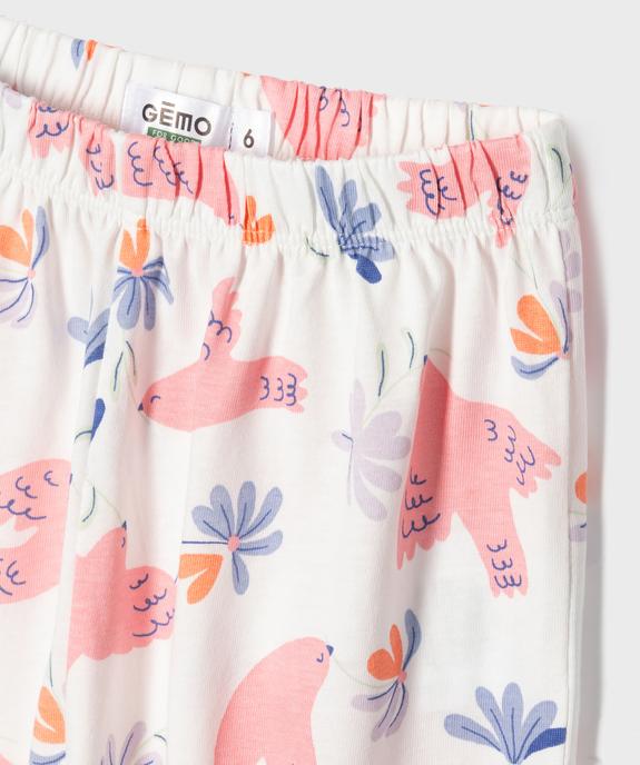 Pyjama en coton à motifs oiseaux fille vue3 - GEMO 4G FILLE - GEMO