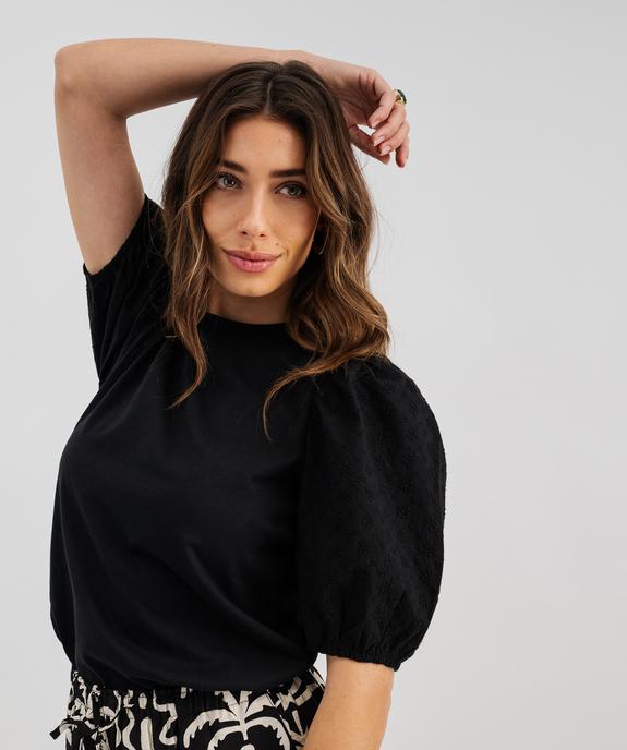 Tee-shirt manches courtes en broderie anglaise femme vue2 - GEMO 4G FEMME - GEMO