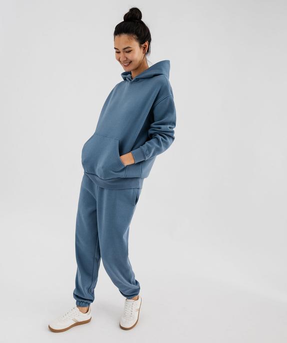 Pantalon de jogging en molleton uni à taille élastiquée femme vue4 - GEMO 4G FEMME - GEMO