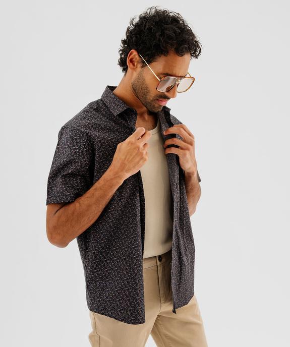 Chemise à manches courtes à micro motif feuillage homme vue1 - GEMO (HOMME) - GEMO