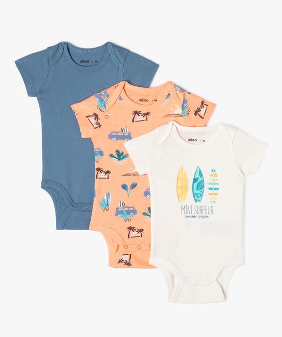 Bodies à manches courtes avec motifs marins bébé garçon (lot de 3) vue1 - GEMO 4G BEBE - GEMO